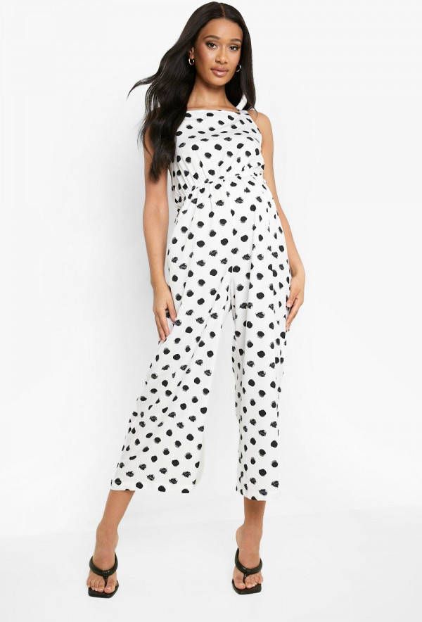 boohoo Zwangerschap Gesmokte Culotte Jumpsuit, Ivory