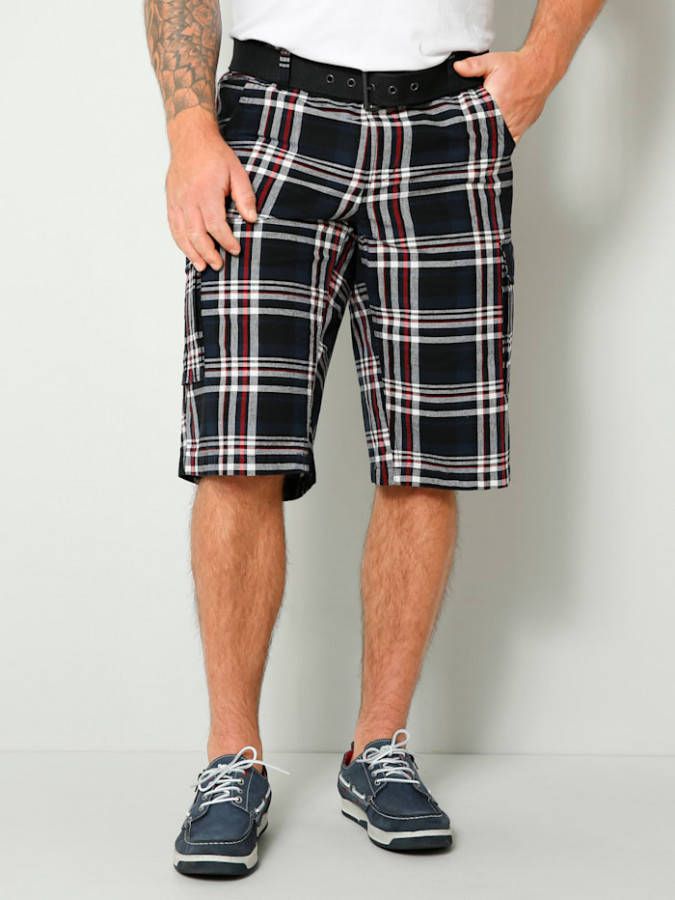 Boston Park Cargobermuda Regular Fit Rood/Zwart/Marine