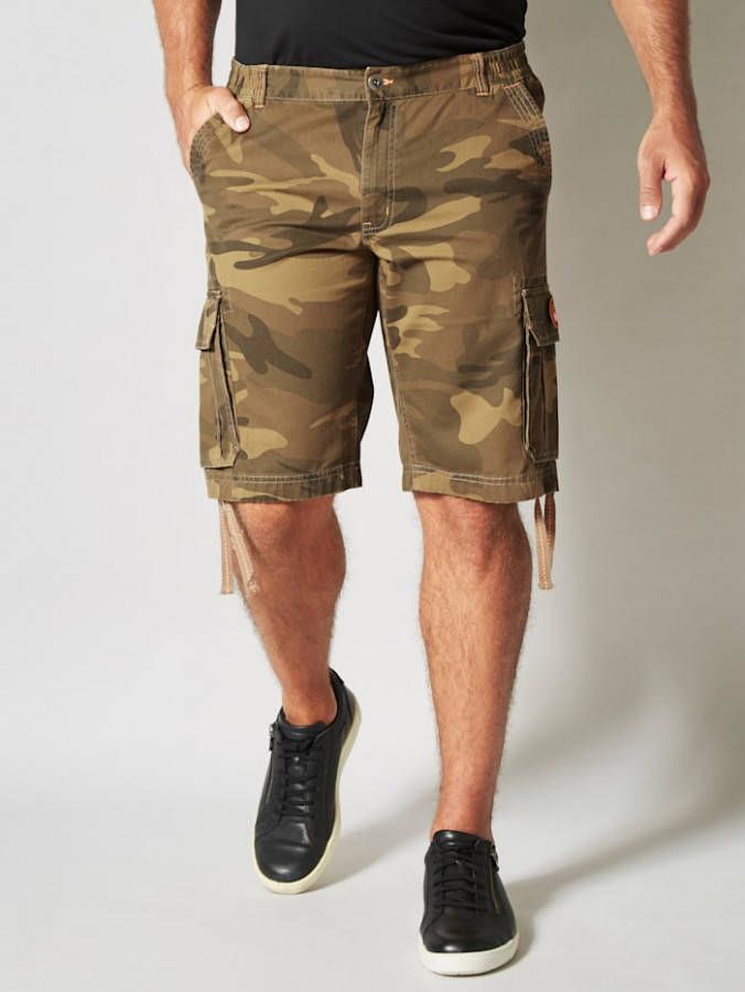 John F. Gee Cargobermuda in camouflagelook Kaki/Beige/Bruin