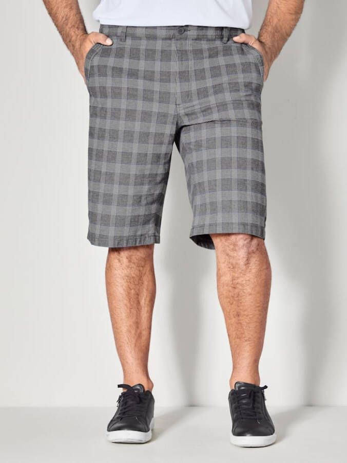 men plus Bermuda met trendy ruitpatroon Zwart/Wit/Blauw