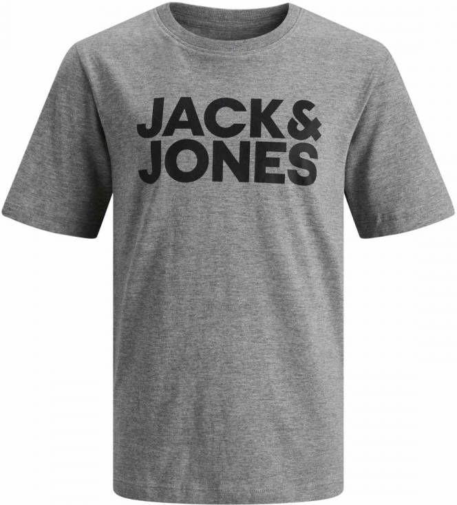 JACK & JONES JUNIOR T shirt JJECORP met logo lichtgrijs melange
