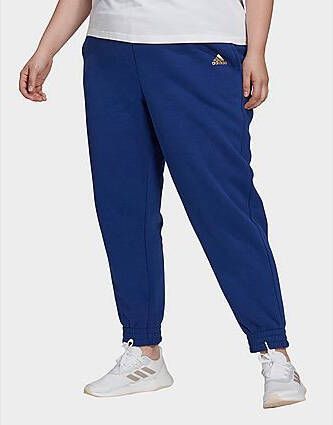 Adidas Essentials Warm Golden Logo Broek(Grote Maat) Victory Blue/Gold Metallic Dames
