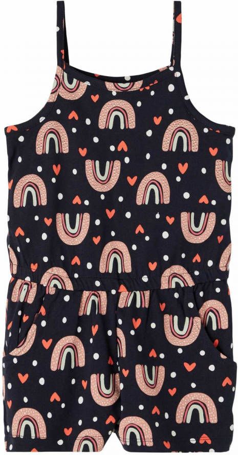 NAME IT MINI jumpsuit NMFVIGGA met all over print donkerblauw