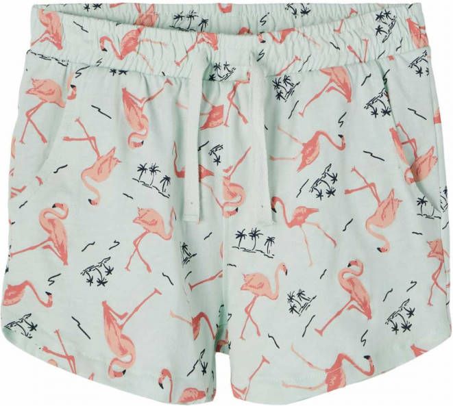 NAME IT KIDS regular fit sweatshort NKFVIGGA met all over print mintgroen