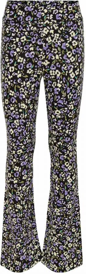 ONLY KIDS GIRL flared broek KONPAIGE met all over print zwart/groen/paars