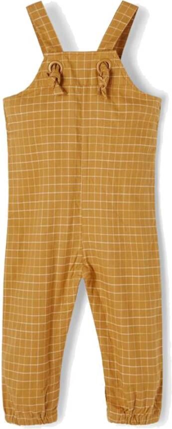 NAME IT BABY geruite tuinbroek Drake van biologisch katoen okergeel