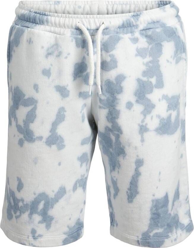 JACK & JONES JUNIOR tie dyeregular fit sweatshort JPSTSOLAR blauw/wit
