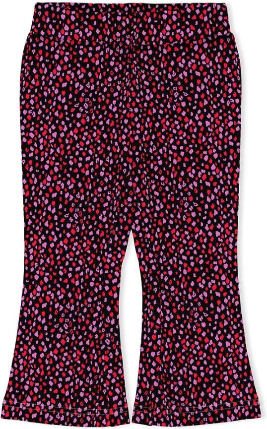ONLY KIDS MINI flared broek KOMPAIGE met all over print zwart/rood/roze