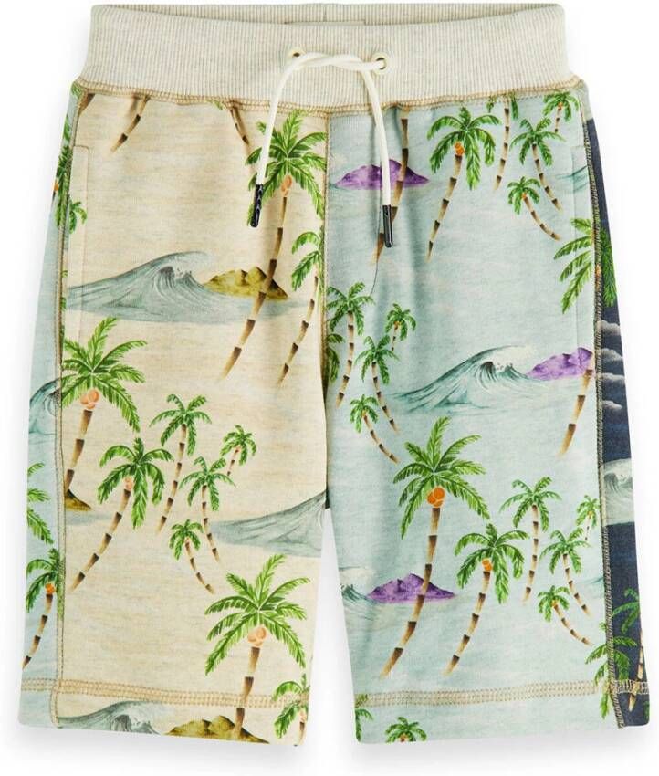 Scotch and Soda Broeken Boys All Over Colour Block Sweat Shorts Groen