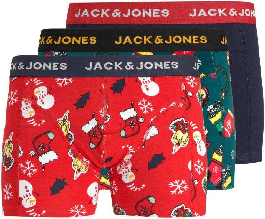 jack & jones Geschenkkoffer, set van 3 boxershorts met kerstthema