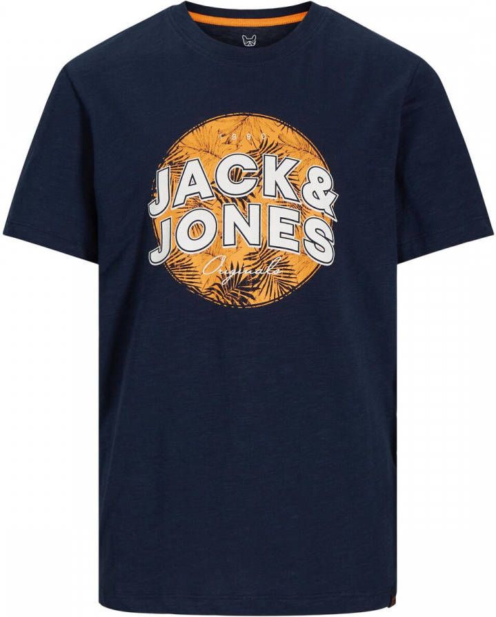 JACK & JONES JUNIOR T shirt JORBLOOMER met logo donkerblauw