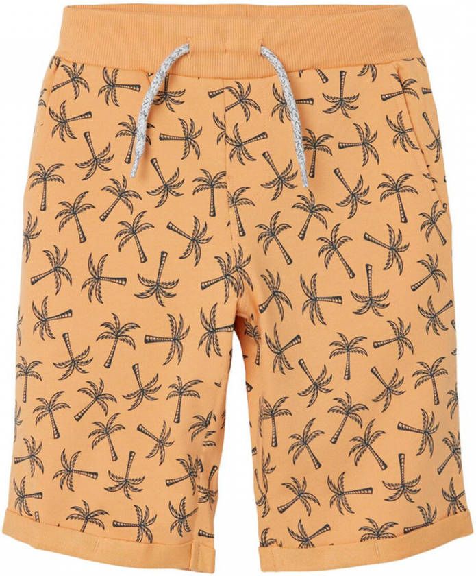 NAME IT KIDS sweatshort NKMVERMO met all over print oranje