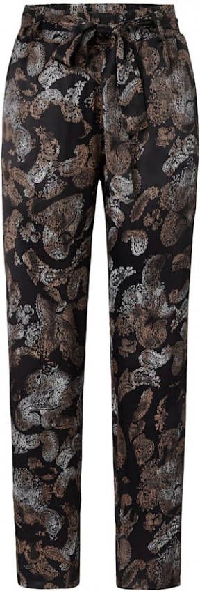 Cream Broek met paisleypatroon Zwart