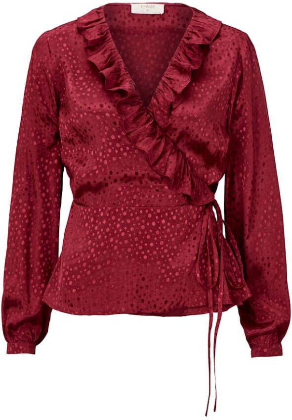 Cream Wikkelblouse Rood