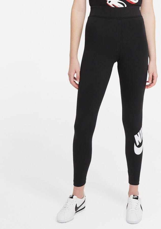Nike Sportswear Essential Legging met hoge taille en graphic voor dames Black/White Dames