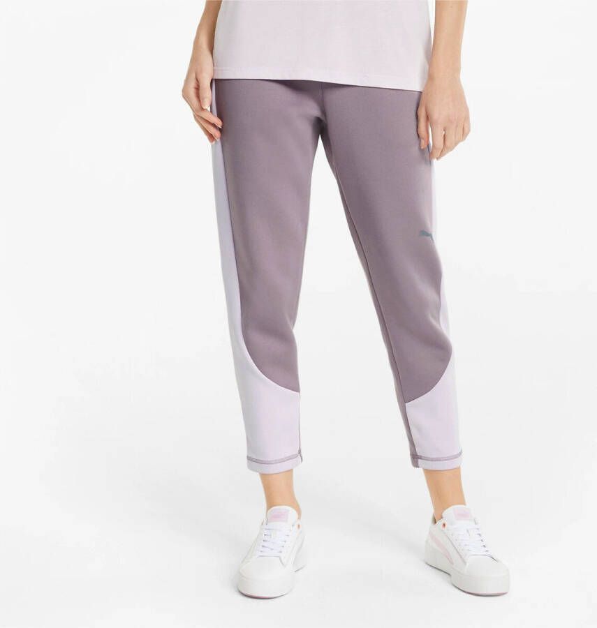 Puma high waist regular fit joggingbroek donkerroze/lila
