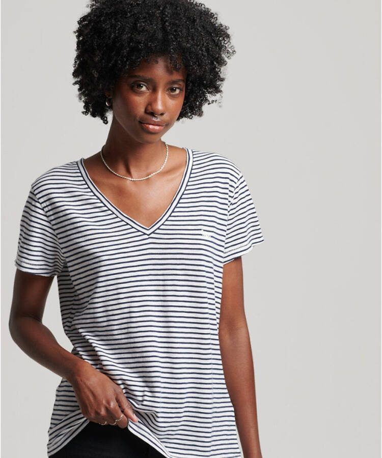 Superdry T shirts Studios Slub Embossed Vee Tee Antraciet