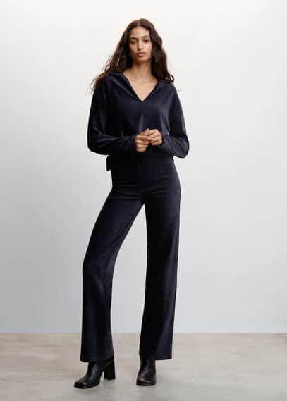 Mango Panu high waist straight fit pantalon van corduroy
