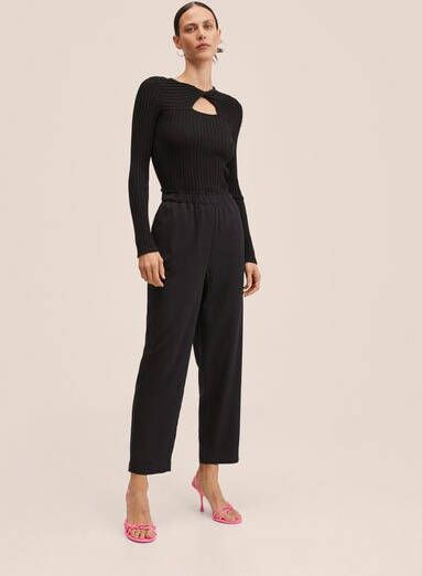 Mango Fluido high waist straight fit cropped pantalon in lyocellblend