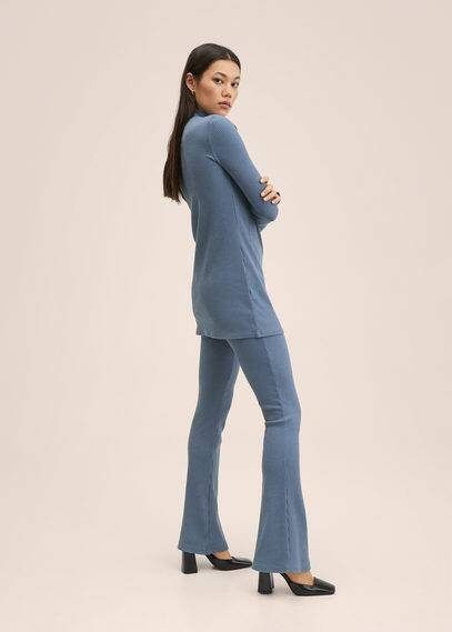 Mango Mirta high waist flared fit legging met ribstructuur