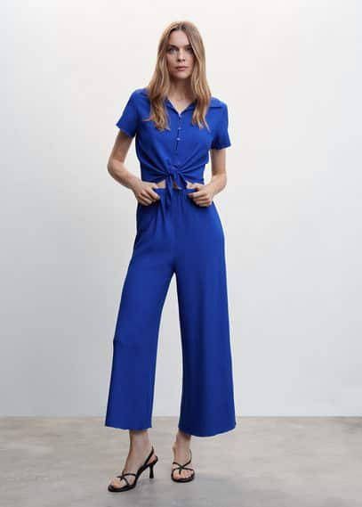 Mango Getextureerde soepelvallende broek