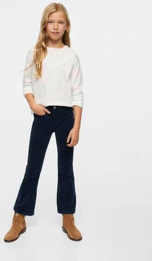 Mango Higo flared fit broek van corduroy met opgestikte zakken