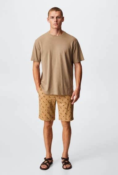 mango man Katoenen bermuda met tekening