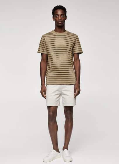 mango man Katoenen bermuda met ceintuur