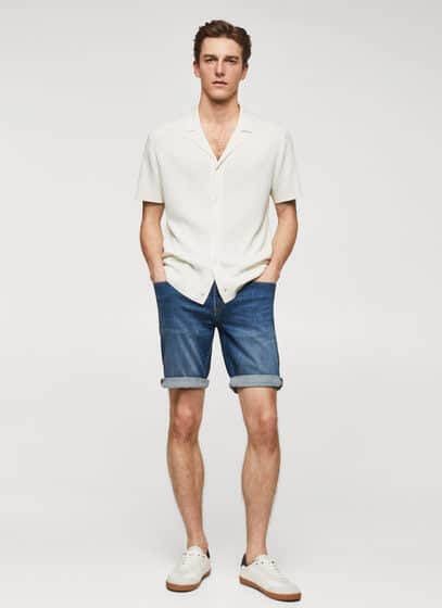mango man Slim fit denim bermuda