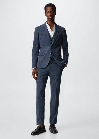 Mango Paulo slim fit pantalon met ruitdessin