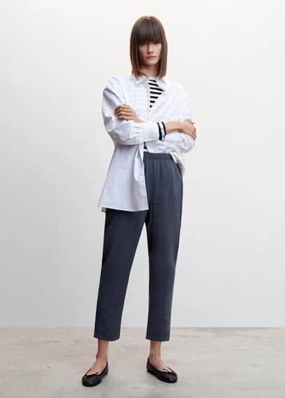 Mango Modal broek met elastische tailleband