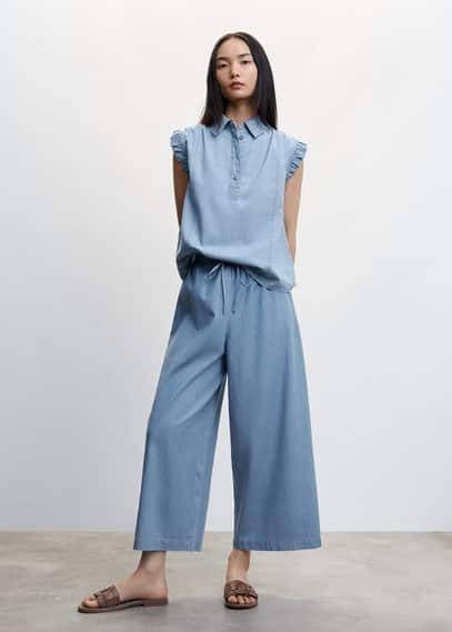 Mango Katoenen tencel culotte