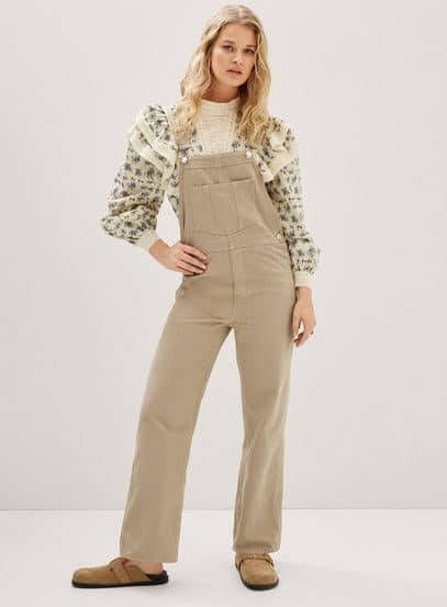 Mango Lange denim tuinbroek