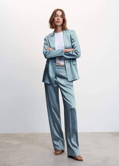 Mango Satijnen broek met elastische tailleband