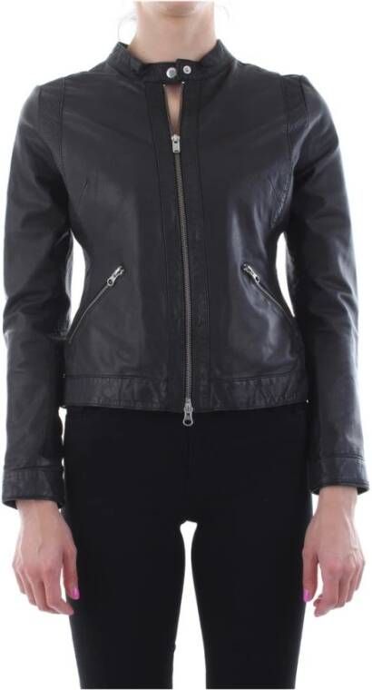 BomBoogie Leren en Suède Jassen Zwart Dames