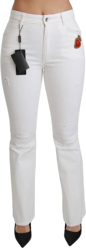 Dolce & Gabbana Hart Flared Stretch katoenen broek , Wit, Dames