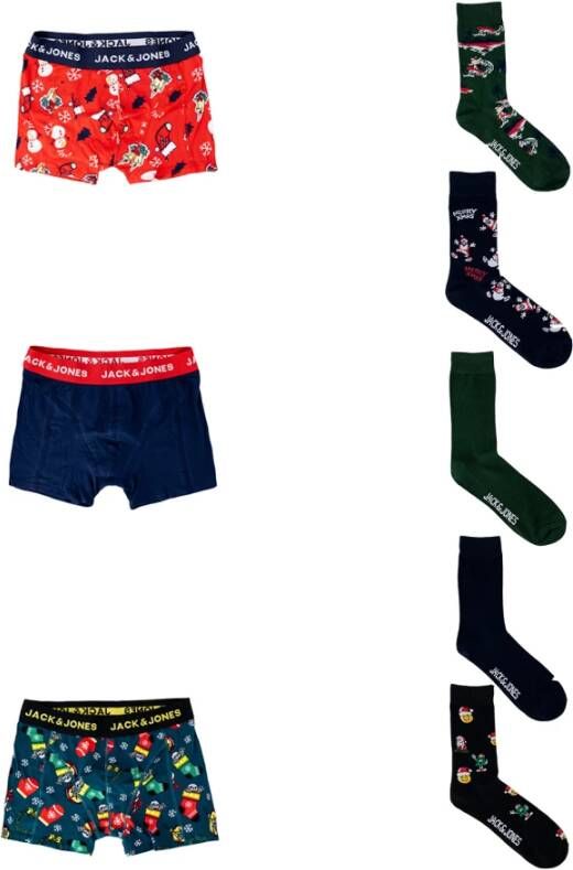 jack & jones Pack Boxer + Socks Christmas , Rood, Heren