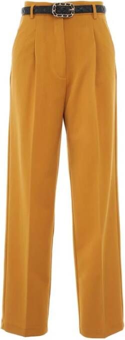 Liu Jo Womens Clothing Trousers Yellow Aw22 , Bruin, Dames