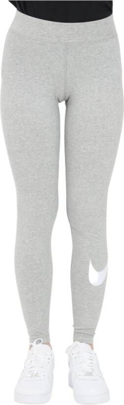 Nike Sportswear Essential Legging met halfhoge taille en Swoosh voor dames Dark Grey Heather/White Dames