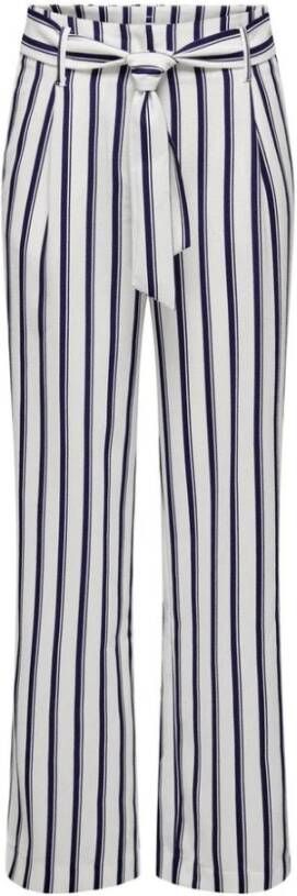 Only Olowa HW Belt Stripe Pant CC TLR Cloud Dancer/partiot blue | Freewear Gestreept , Wit, Dames