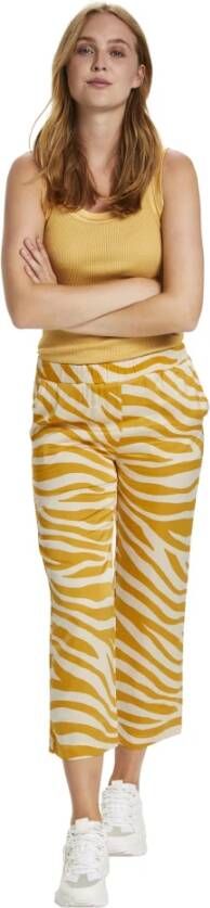 Saint Tropez loose fit broek Fabiana met zebraprint geel