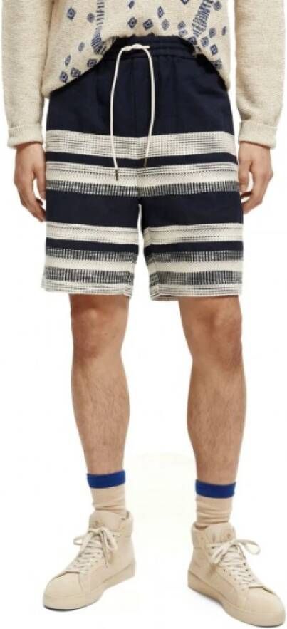 Scotch & Soda Bormuda in gestreepte linnen gemengd , Blauw, Heren
