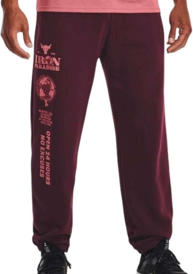 Under Armour Herenbroek Project Rock Heavyweight Terry Dark Maroon/Deco Rose