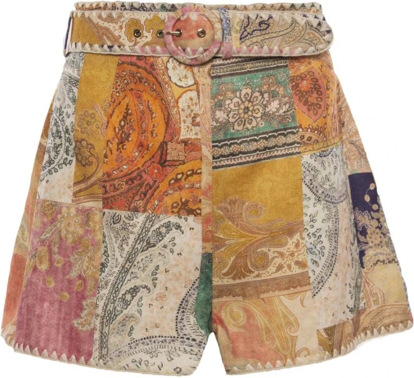 Zimmermann patchwork paisley shorts , Oranje, Dames