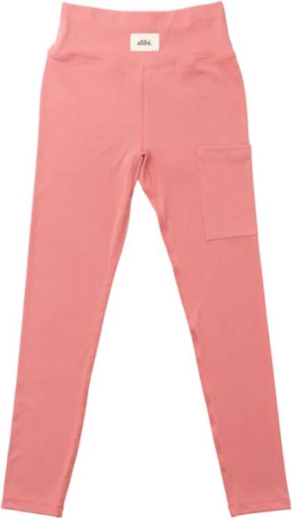 AlibiTheBrand Stretch rib legging met zak , Roze, Dames