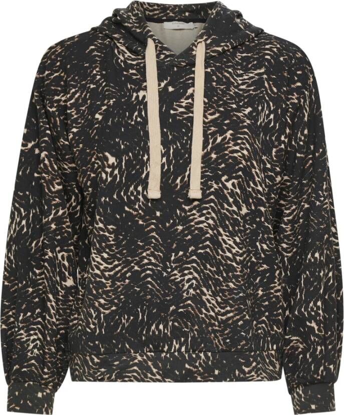 Cream Sanni Mønstret Hettegenser Graphic Animal Genser