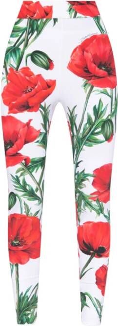 Dolce & Gabbana Trousers with floral motif , Rood, Dames