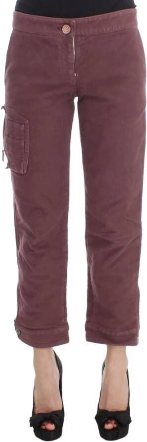 Ermanno Scervino Bordeaux Cotton Cropped Cargo Pants , Rood, Dames