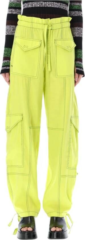 Ganni Wijde Broeken Geel Dames