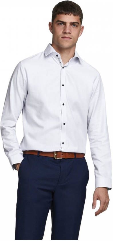 JACK & JONES PREMIUM slim fit overhemd JPRBLAVIGGO van biologisch katoen lichtblauw/wit